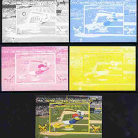 Mali 2010 The 55th Anniversary of Disneyland - Baseball #1 individual deluxe sheet - the set of 5 imperf progressive proofs comprising the 4 individual colours plus all 4-colour composite, unmounted mint