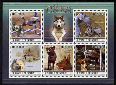 St Thomas & Prince Islands 2010 Dogs perf sheetlet containing 5 values unmounted mint