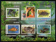St Thomas & Prince Islands 2010 Stamp On Stamp - WWF Fauna perf sheetlet containing 5 values unmounted mint