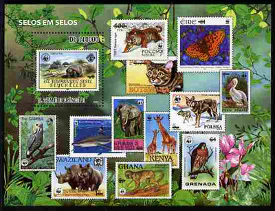 St Thomas & Prince Islands 2010 Stamp On Stamp - WWF Fauna perf m/sheet unmounted mint