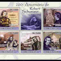 St Thomas & Prince Islands 2010 200th Birth Anniversary of Robert Schumann perf sheetlet containing 5 values unmounted mint