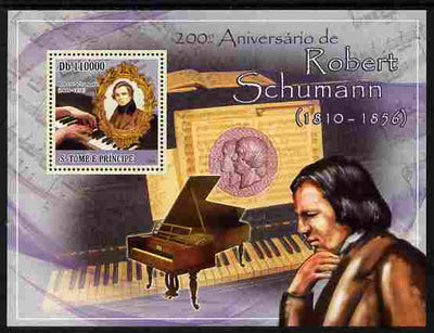 St Thomas & Prince Islands 2010 200th Birth Anniversary of Robert Schumann perf m/sheet unmounted mint