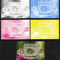 St Thomas & Prince Islands 2010 Stamp On Stamp - WWF Bat (Bulgaria) individual deluxe sheet - the set of 5 imperf progressive proofs comprising the 4 individual colours plus all 4-colour composite, unmounted mint