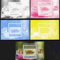 St Thomas & Prince Islands 2010 Stamp On Stamp - WWF Boa Snake (Jamaica) individual deluxe sheet - the set of 5 imperf progressive proofs comprising the 4 individual colours plus all 4-colour composite, unmounted mint