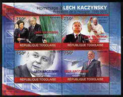 Togo 2010 Tribute to Lech Kaczynski (president of Poland) perf sheetlet containing 4 values unmounted mint