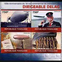 Togo 2010 Centenary of First Commercial Flight of Airship Delag perf sheetlet containing 4 values unmounted mint