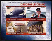 Togo 2010 Centenary of First Commercial Flight of Airship Delag perf sheetlet containing 4 values unmounted mint