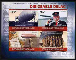 Togo 2010 Centenary of First Commercial Flight of Airship Delag perf sheetlet containing 4 values unmounted mint