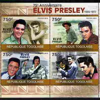 Togo 2010 75th Birth Anniversary of Elvis Presley perf sheetlet containing 4 values unmounted mint
