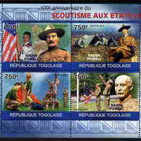 Togo 2010 Centenary of Scouting in United States perf sheetlet containing 4 values unmounted mint