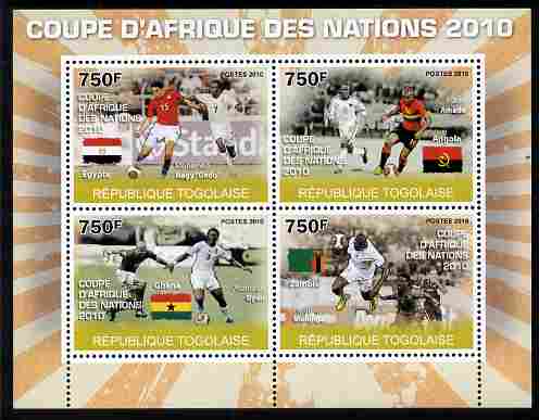 Togo 2010 Football Africa Cup of Nations #1 perf sheetlet containing 4 values unmounted mint