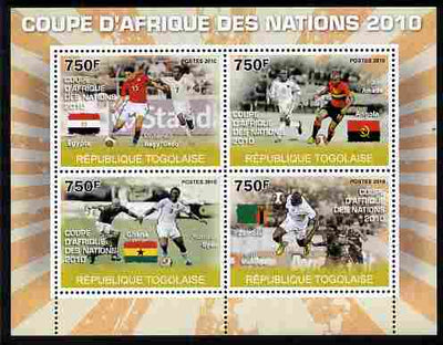 Togo 2010 Football Africa Cup of Nations #1 perf sheetlet containing 4 values unmounted mint