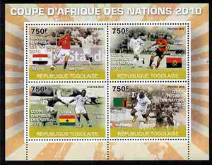 Togo 2010 Football Africa Cup of Nations #1 perf sheetlet containing 4 values unmounted mint