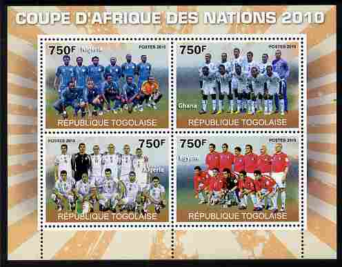 Togo 2010 Football Africa Cup of Nations #2 perf sheetlet containing 4 values unmounted mint