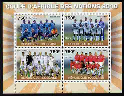 Togo 2010 Football Africa Cup of Nations #2 perf sheetlet containing 4 values unmounted mint