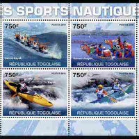Togo 2010 Water Sports #1 perf sheetlet containing 4 values unmounted mint