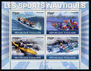 Togo 2010 Water Sports #1 perf sheetlet containing 4 values unmounted mint