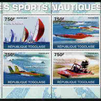 Togo 2010 Water Sports #2 perf sheetlet containing 4 values unmounted mint