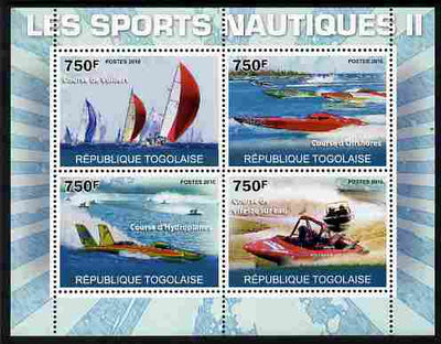 Togo 2010 Water Sports #2 perf sheetlet containing 4 values unmounted mint