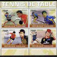 Togo 2010 Table Tennis perf sheetlet containing 4 values unmounted mint