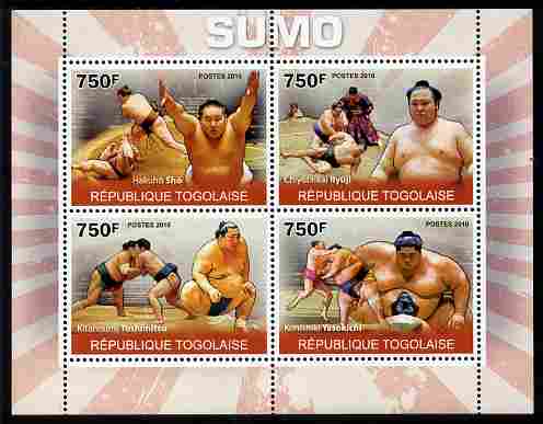 Togo 2010 Sumo Wrestling perf sheetlet containing 4 values unmounted mint