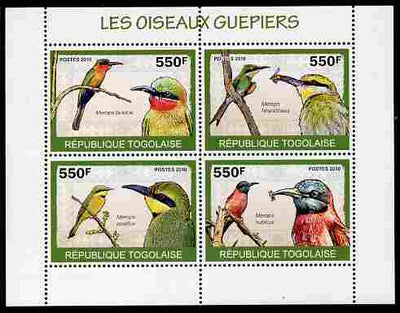 Togo 2010 Birds - Bee Eaters perf sheetlet containing 4 values unmounted mint