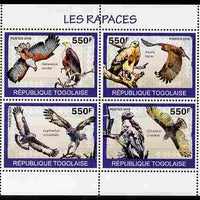 Togo 2010 Birds - Birds of Prey perf sheetlet containing 4 values unmounted mint