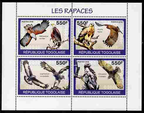 Togo 2010 Birds - Birds of Prey perf sheetlet containing 4 values unmounted mint