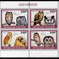 Togo 2010 Birds - Owls perf sheetlet containing 4 values unmounted mint