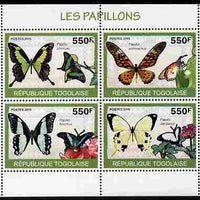 Togo 2010 Butterflies perf sheetlet containing 4 values unmounted mint