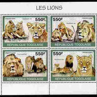 Togo 2010 Lions perf sheetlet containing 4 values unmounted mint