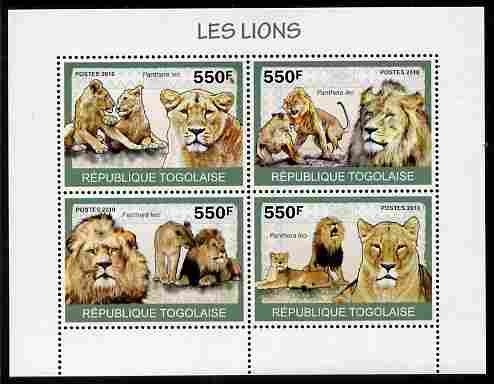 Togo 2010 Lions perf sheetlet containing 4 values unmounted mint