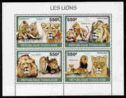 Togo 2010 Lions perf sheetlet containing 4 values unmounted mint