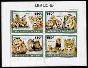 Togo 2010 Lions perf sheetlet containing 4 values unmounted mint