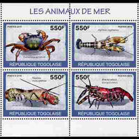 Togo 2010 Sea Life perf sheetlet containing 4 values unmounted mint