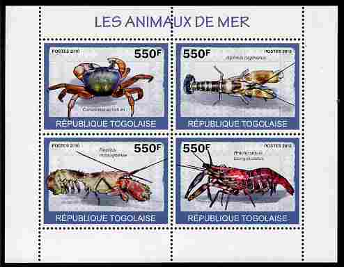 Togo 2010 Sea Life perf sheetlet containing 4 values unmounted mint
