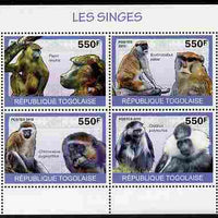 Togo 2010 Monkeys perf sheetlet containing 4 values unmounted mint