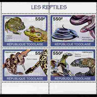 Togo 2010 Reptiles perf sheetlet containing 4 values unmounted mint