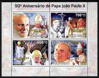 Guinea - Bissau 2010 90th Birth Anniversary of Pope John Paul II perf sheetlet containing 4 values unmounted mint