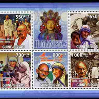 Guinea - Bissau 2010 Mahatma Gandhi perf sheetlet containing 5 values unmounted mint