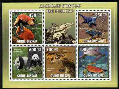 Guinea - Bissau 2010 Endangered Animals perf sheetlet containing 5 values unmounted mint