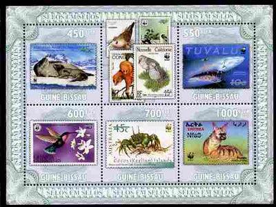 Guinea - Bissau 2010 WWF - Stamp On Stamp - Fauna perf sheetlet containing 5 values unmounted mint