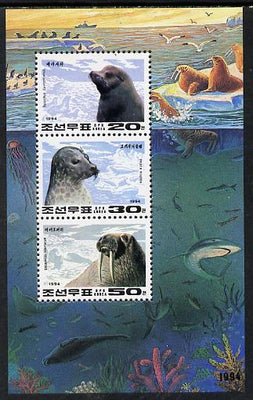 North Korea 1994 Marine Mammals sheetlet containing 20ch, 30ch & 50ch values unmounted mint