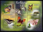 St Thomas & Prince Islands 2010 Butterflies perf sheetlet containing 5 values unmounted mint