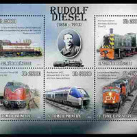 St Thomas & Prince Islands 2010 Rudolf Diesel perf sheetlet containing 5 values unmounted mint