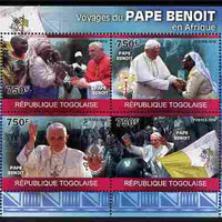 Togo 2010 Pope Benedict in Africa perf sheetlet containing 4 values unmounted mint Michel 3554-57