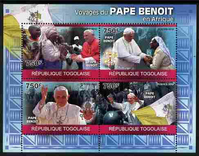 Togo 2010 Pope Benedict in Africa perf sheetlet containing 4 values unmounted mint Michel 3554-57