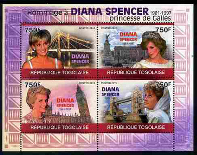Togo 2010 Tribute to Princess Diana perf sheetlet containing 4 values unmounted mint Michel 3549-52