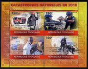Togo 2010 Natural Disasters in 2010 perf sheetlet containing 4 values unmounted mint Michel 3574-77