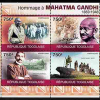 Togo 2010 Mahatma Gandhi perf sheetlet containing 4 values unmounted mint Michel 3519-22